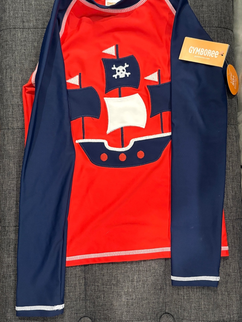 Gymboree Splash Red & Navy Pirate Ship Rashguard
